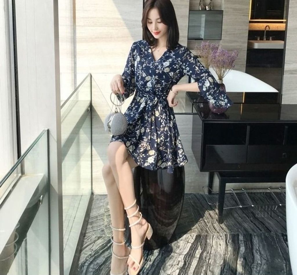 M16-9937夏季小碼碎花中袖連衣裙5