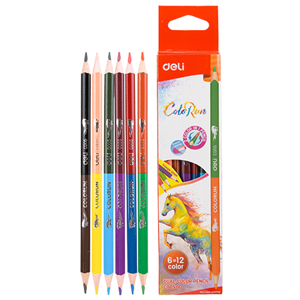 得力Deli 雙色色鉛筆12色 (6支_盒) 72盒_箱-8