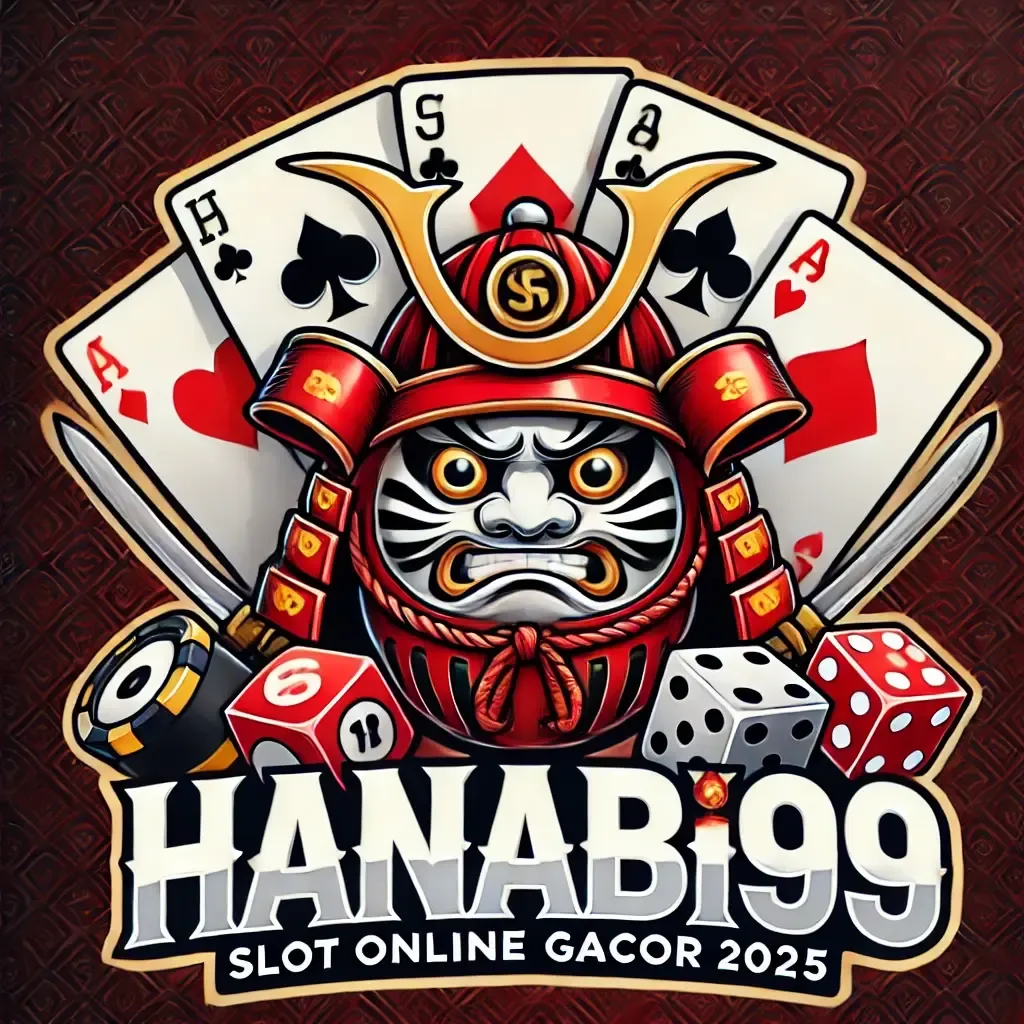 DALL·E 2025-01-31 18.52.17 - A samurai-themed casino logo featuring a fierce Daruma doll wearing a red samurai helmet. The background includes four playing cards (Aces of Spades, 