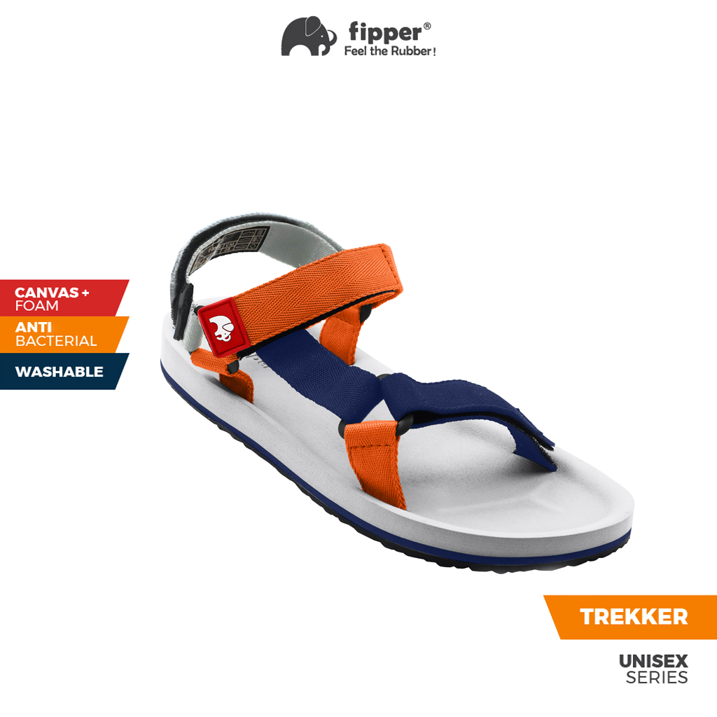 Fipper Trekker 2.0 Non Rubber Sandal in White Navy Fipper Slipper