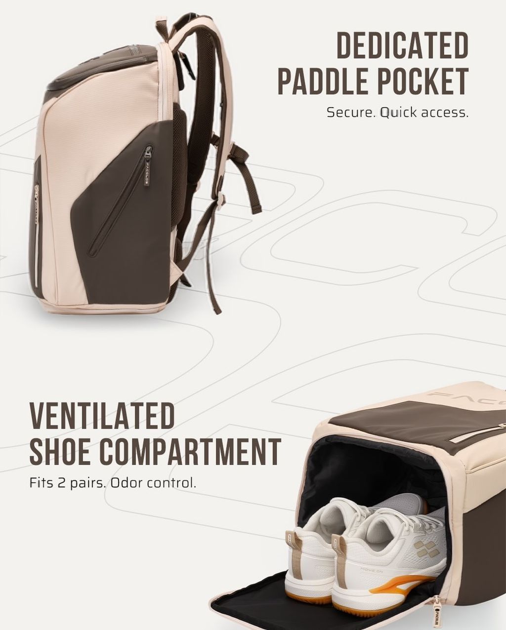 Court-ready. Zero clutter. 🎯FACOLOS SMASH Backpack keeps your paddle protected,shoes separated, (2)