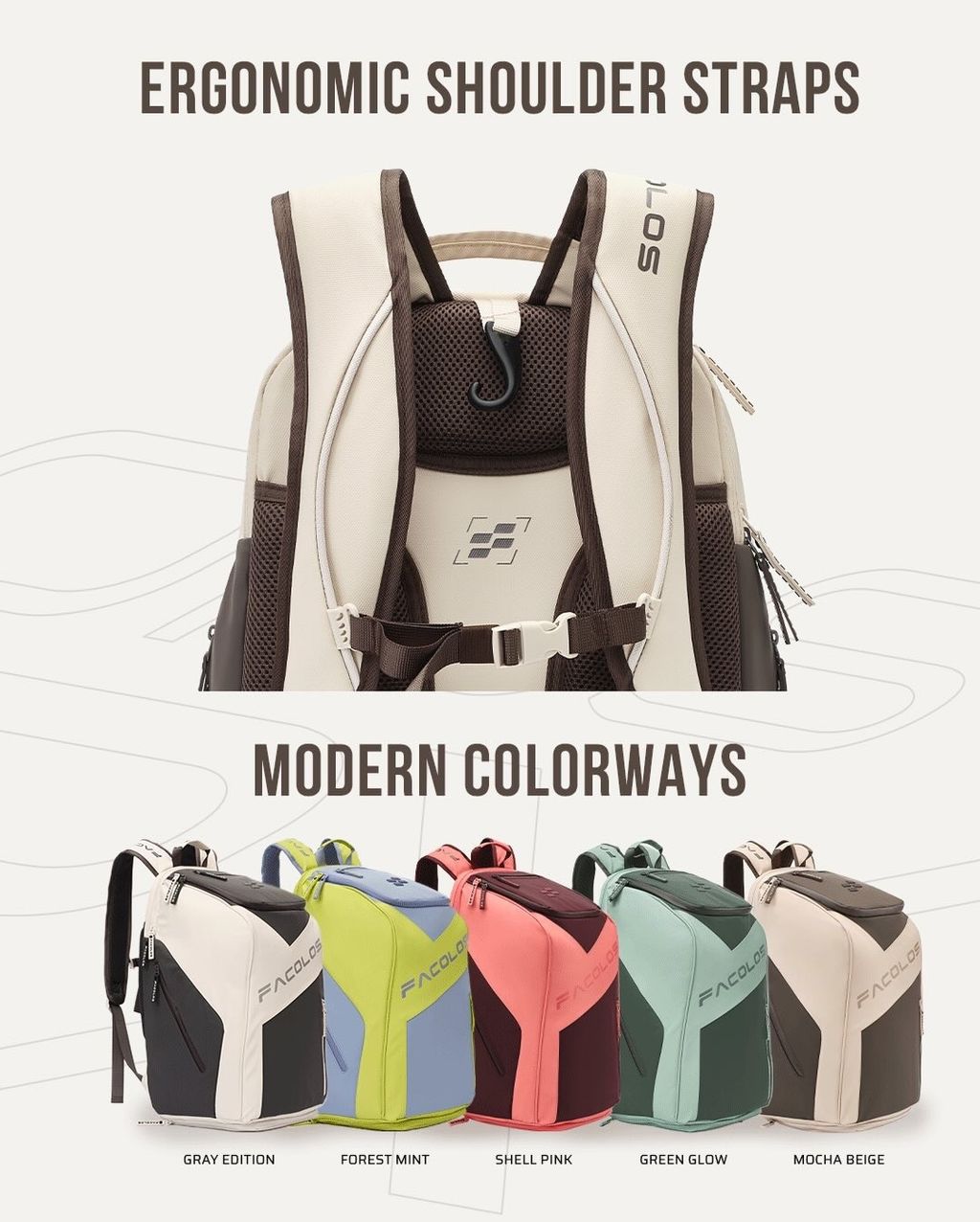 Court-ready. Zero clutter. 🎯FACOLOS SMASH Backpack keeps your paddle protected,shoes separated, (3)