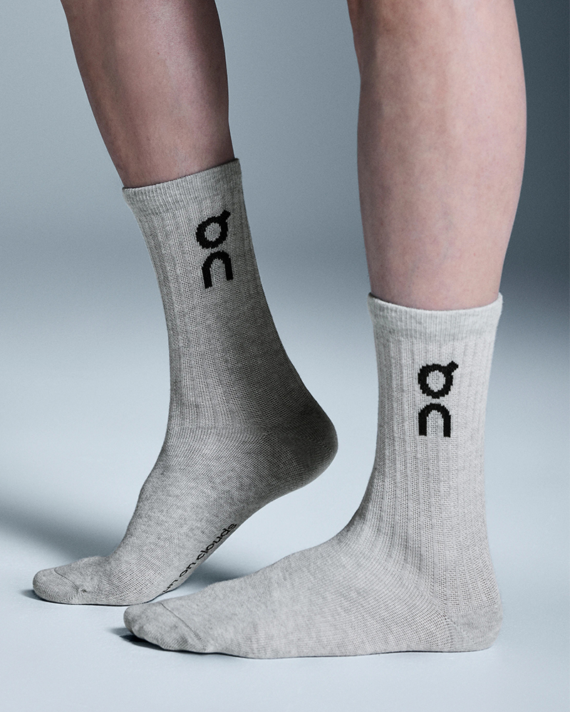 U LOGO SOCK HIGH 3P HEATHER GRAY (2)