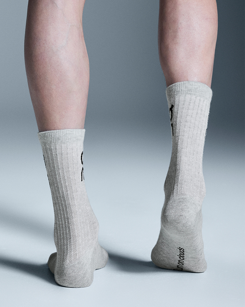 U LOGO SOCK HIGH 3P HEATHER GRAY (3)