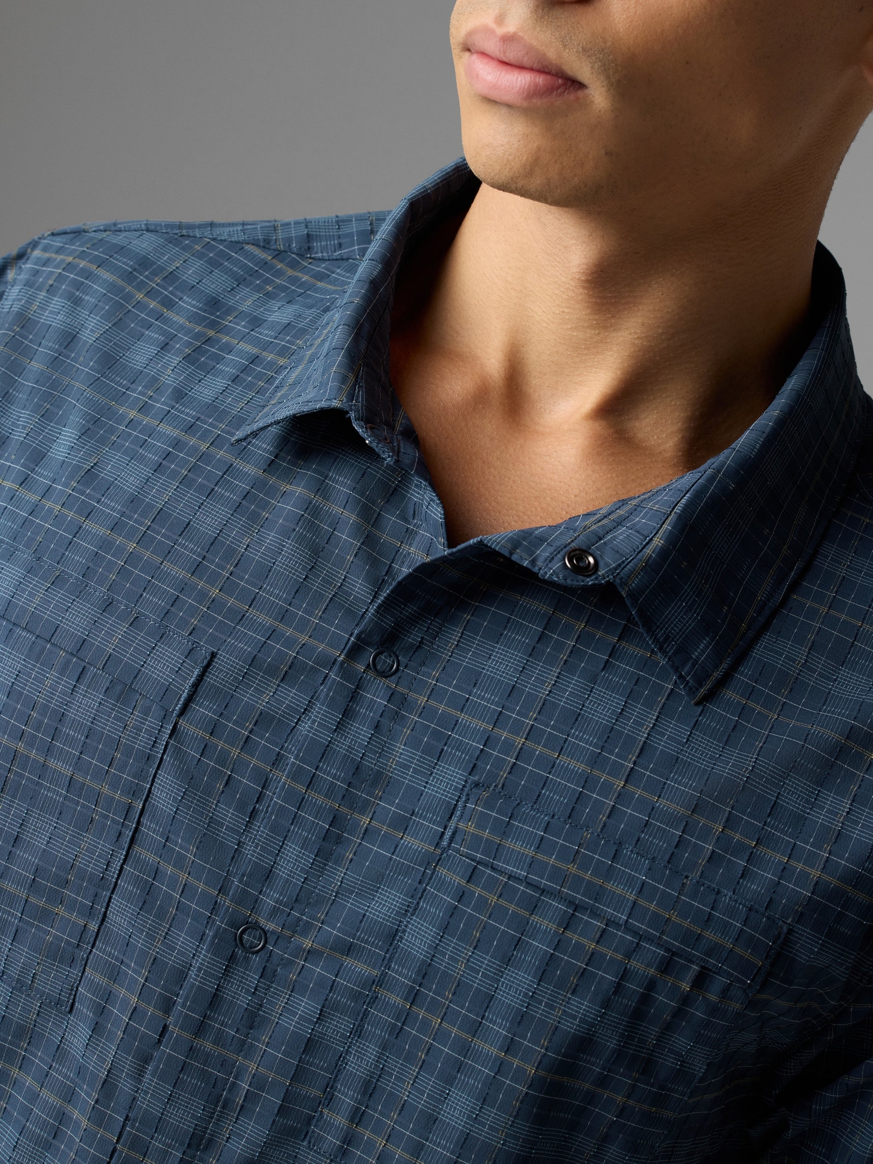 M HIGH COUNTY SS RELAXED DRESS BLUES PLAID (5)