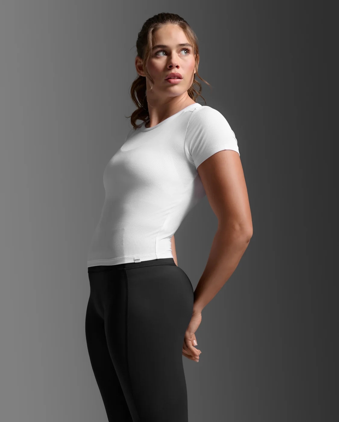 W Fluid Ribbed Crop Tee WHITE WHITE (1)