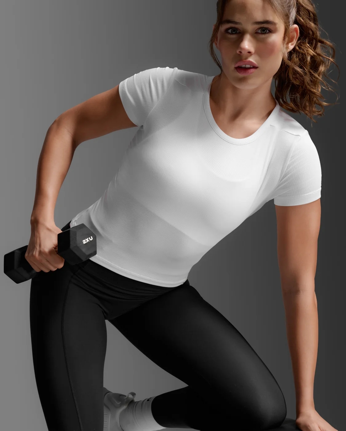 W Fluid Ribbed Crop Tee WHITE WHITE (4)