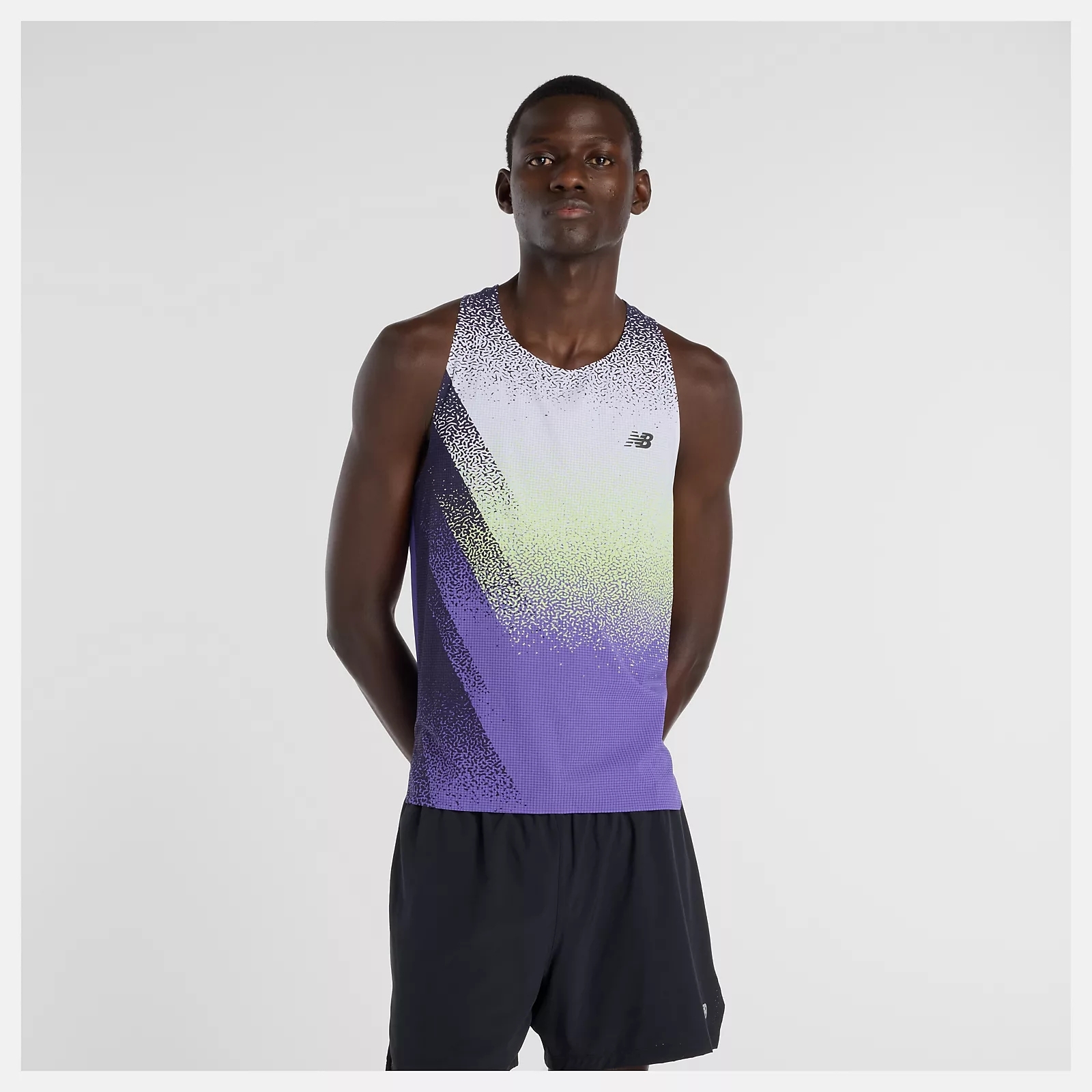 M RACE DAY ULTRA LLIGHT SINGLET PRINTED ELECTRIC PURPLE (1)