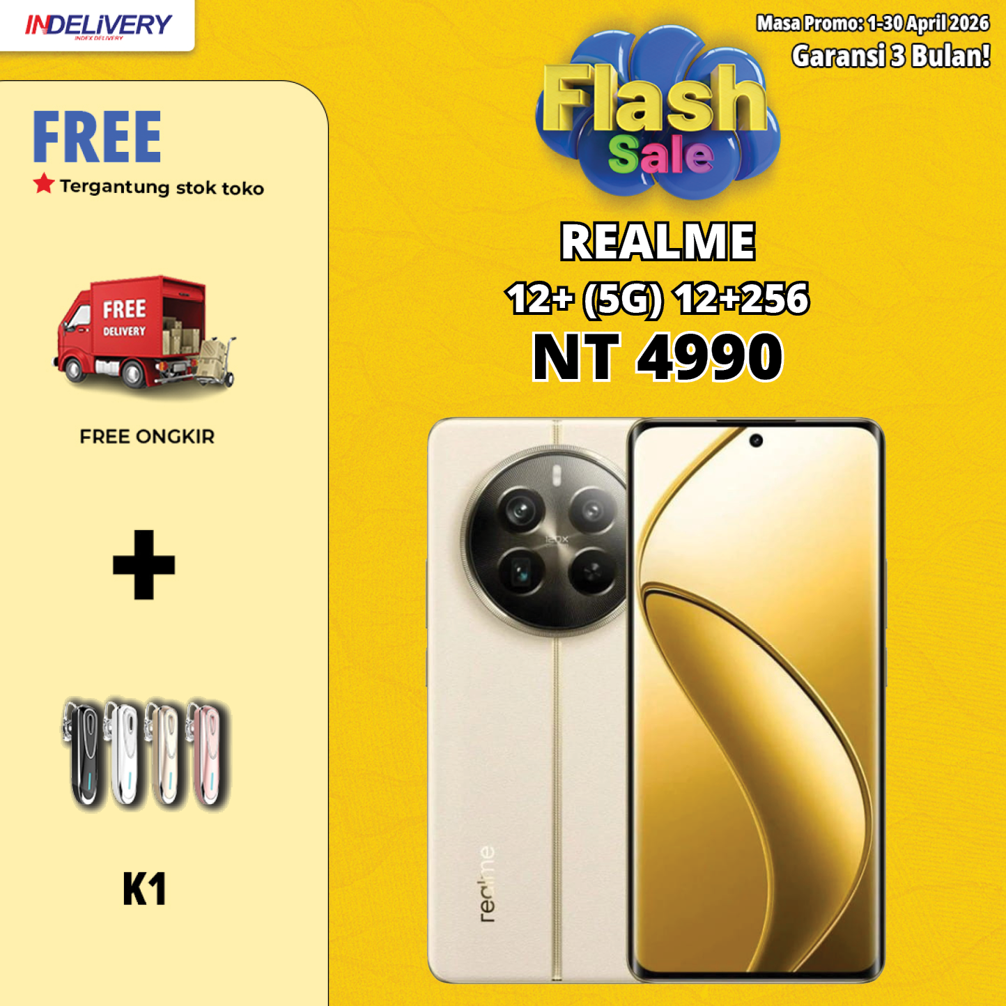 REALME 12+ (5G) 12+256-HP DISPLAY(Garansi 3 Bulan)