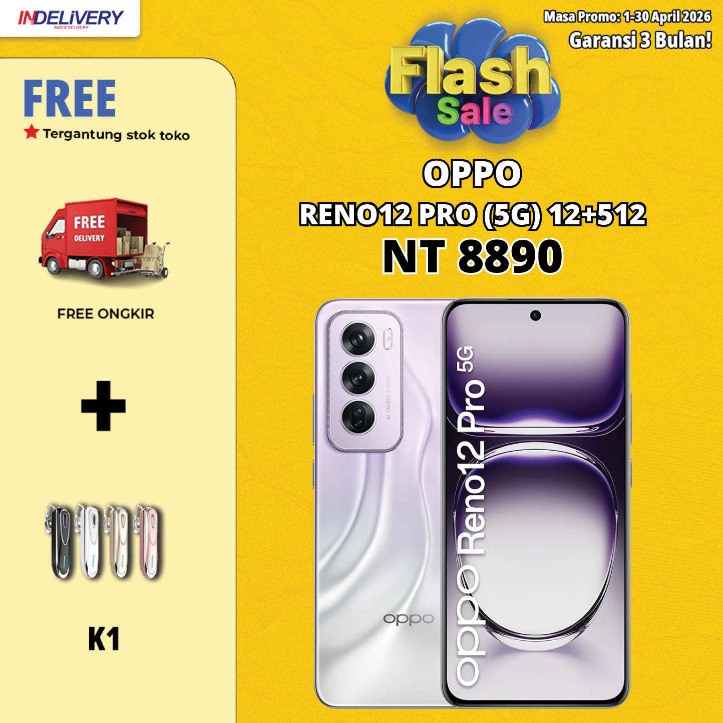 OPPO RENO12 PRO (5G) 12+512-HP DISPLAY(Garansi 3 Bulan)