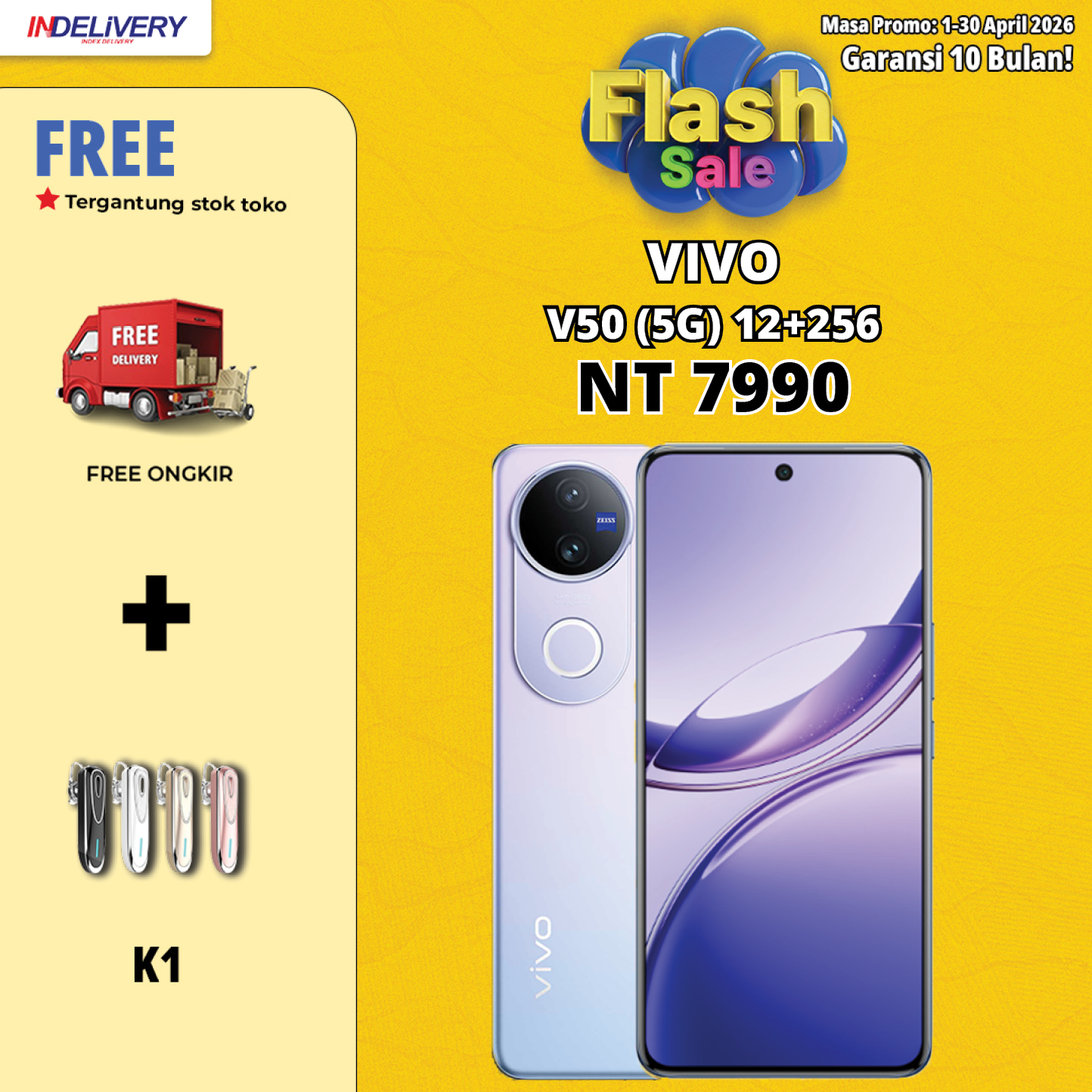 VIVO V50 (5G) 12+256-HP DISPLAY(Garansi 10 Bulan)