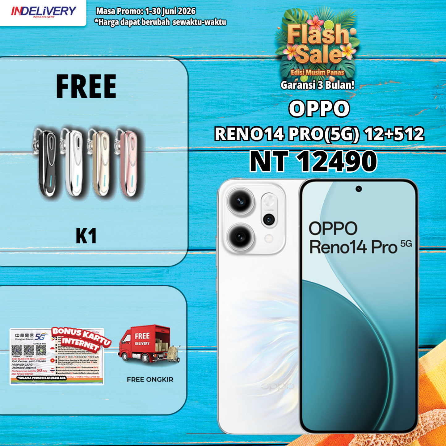 OPPO RENO14 PRO(5G) 12+512-HP DISPLAY(Garansi 3 Bulan)