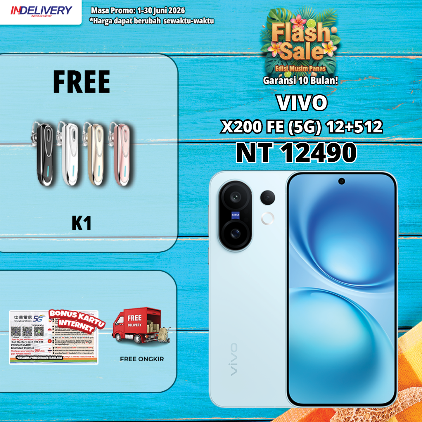 VIVO X200 FE (5G) 12+512-HP DISPLAY(Garansi 10 Bulan)