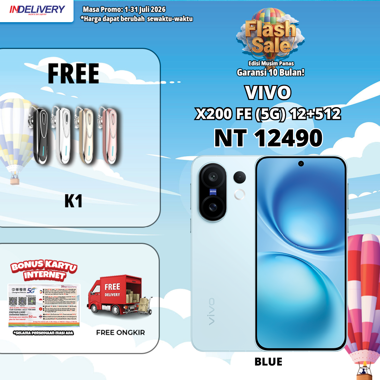 VIVO X200 FE (5G) 12+512-HP DISPLAY(Garansi 10 Bulan)