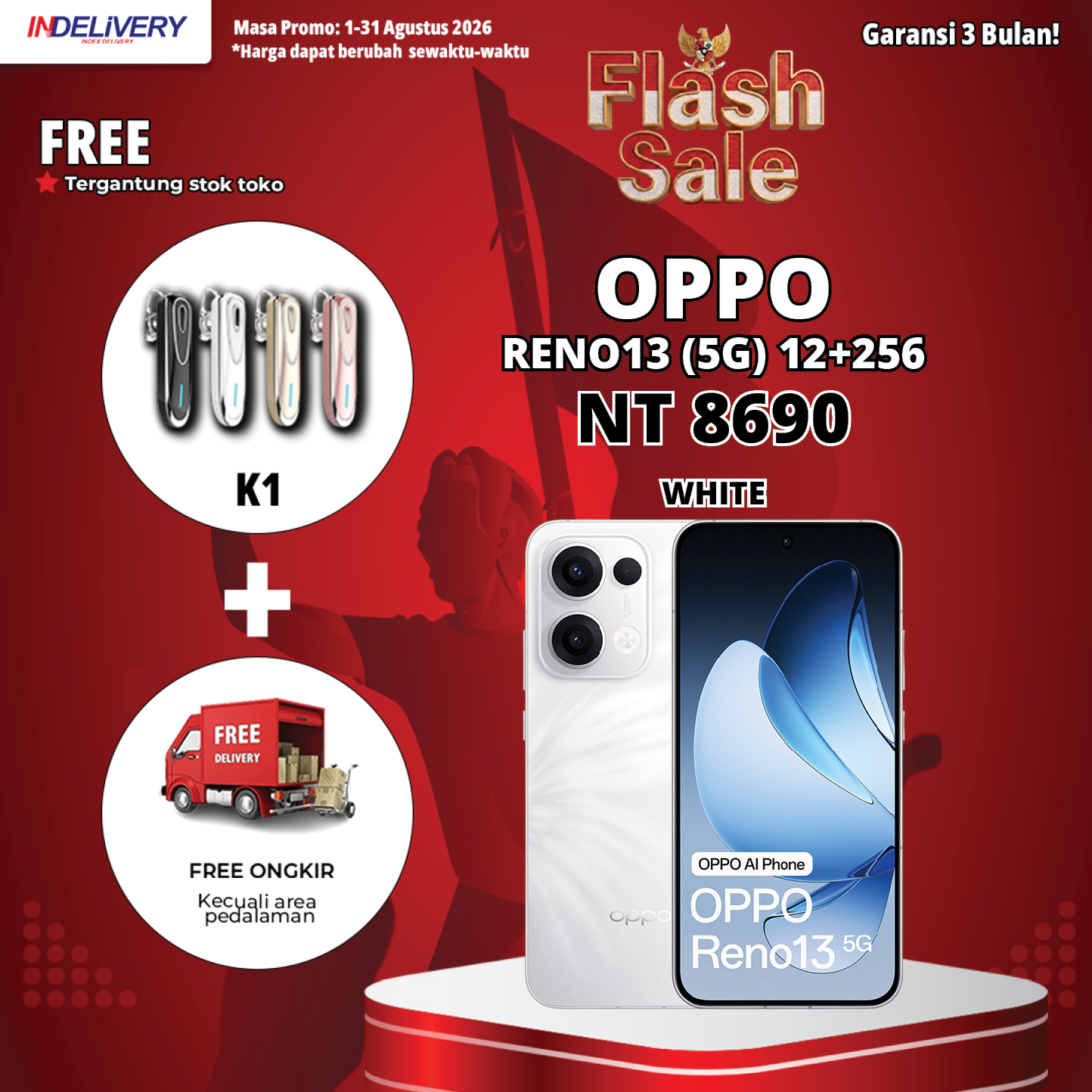 OPPO RENO13 (5G) 12+256-HP DISPLAY(Garansi 3 Bulan)
