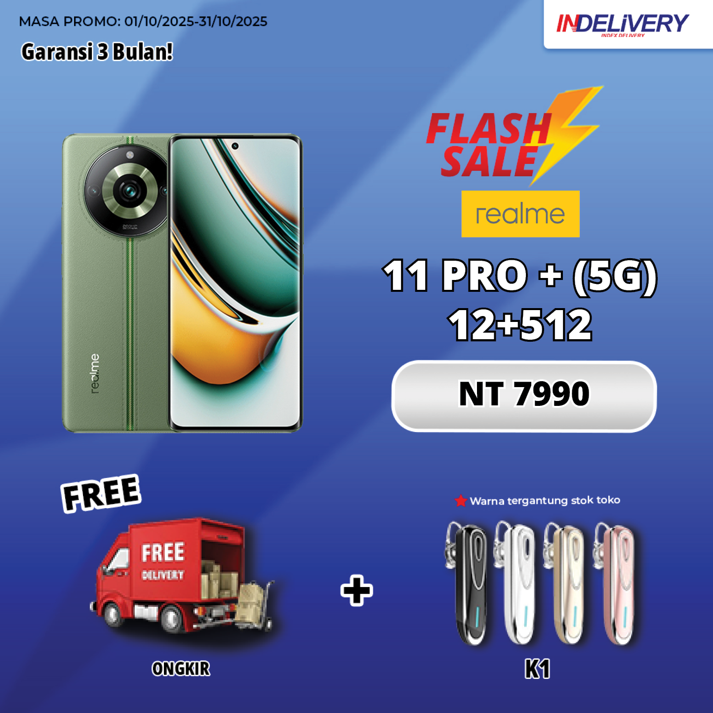 REALME 11 PRO + (5G) 12+512-HP DISPLAY(Garansi 3 Bulan)
