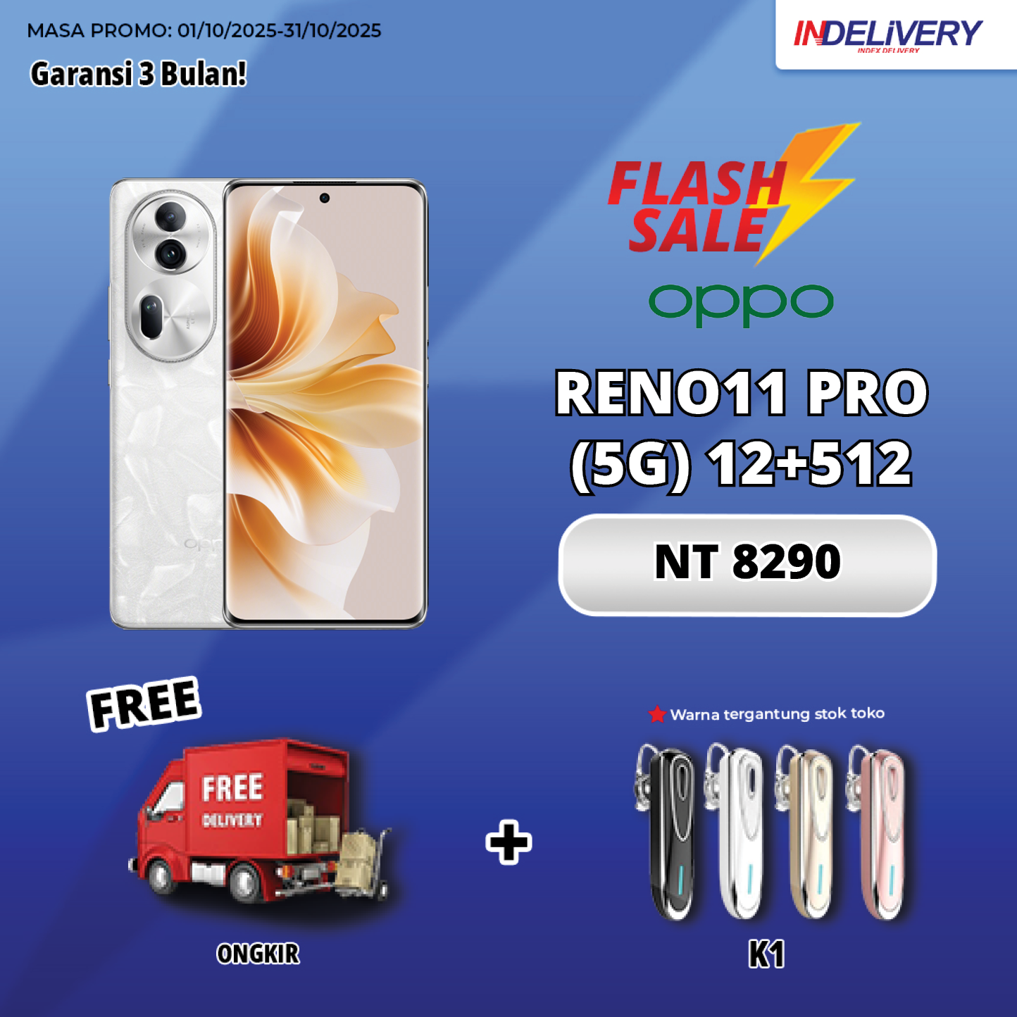 OPPO RENO11 PRO (5G) 12+512-HP DISPLAY(Garansi 3 Bulan)