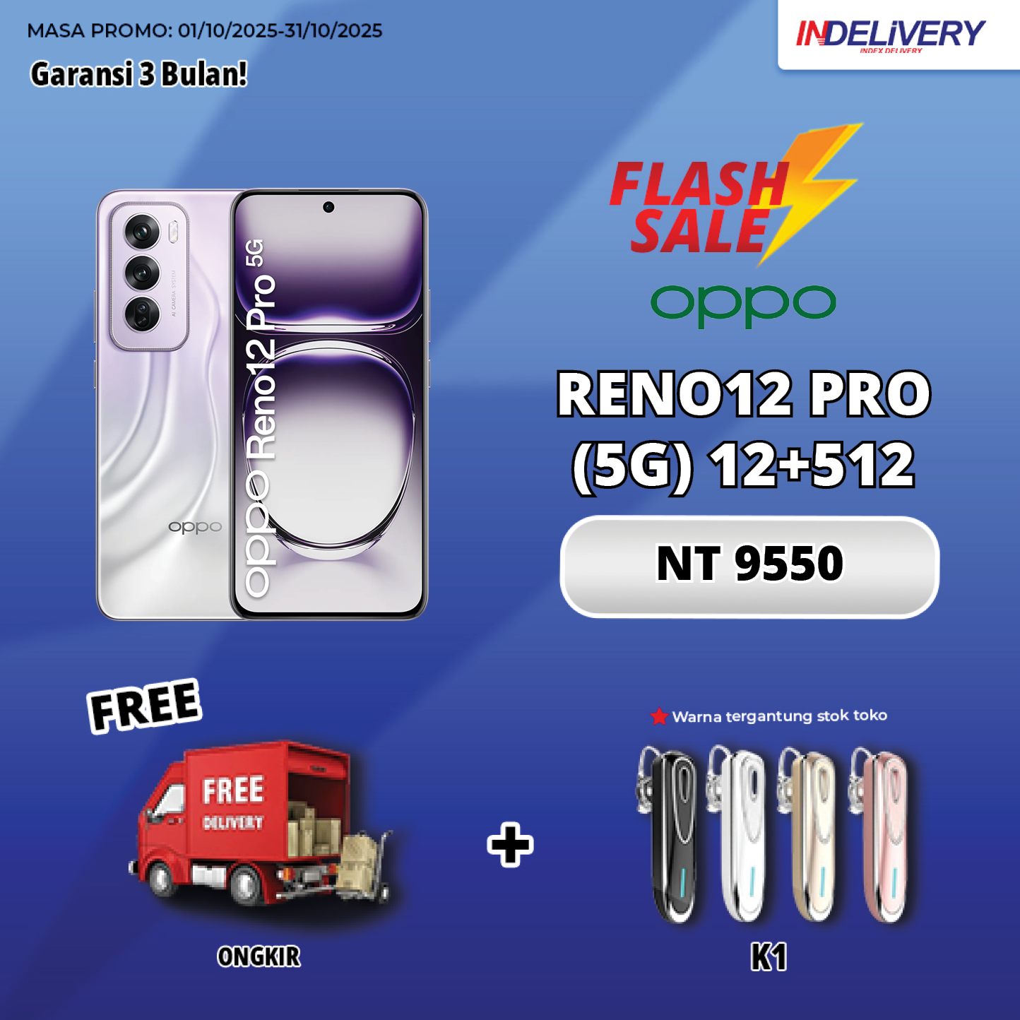 OPPO RENO12 PRO (5G) 12+512-HP DISPLAY(Garansi 3 Bulan)