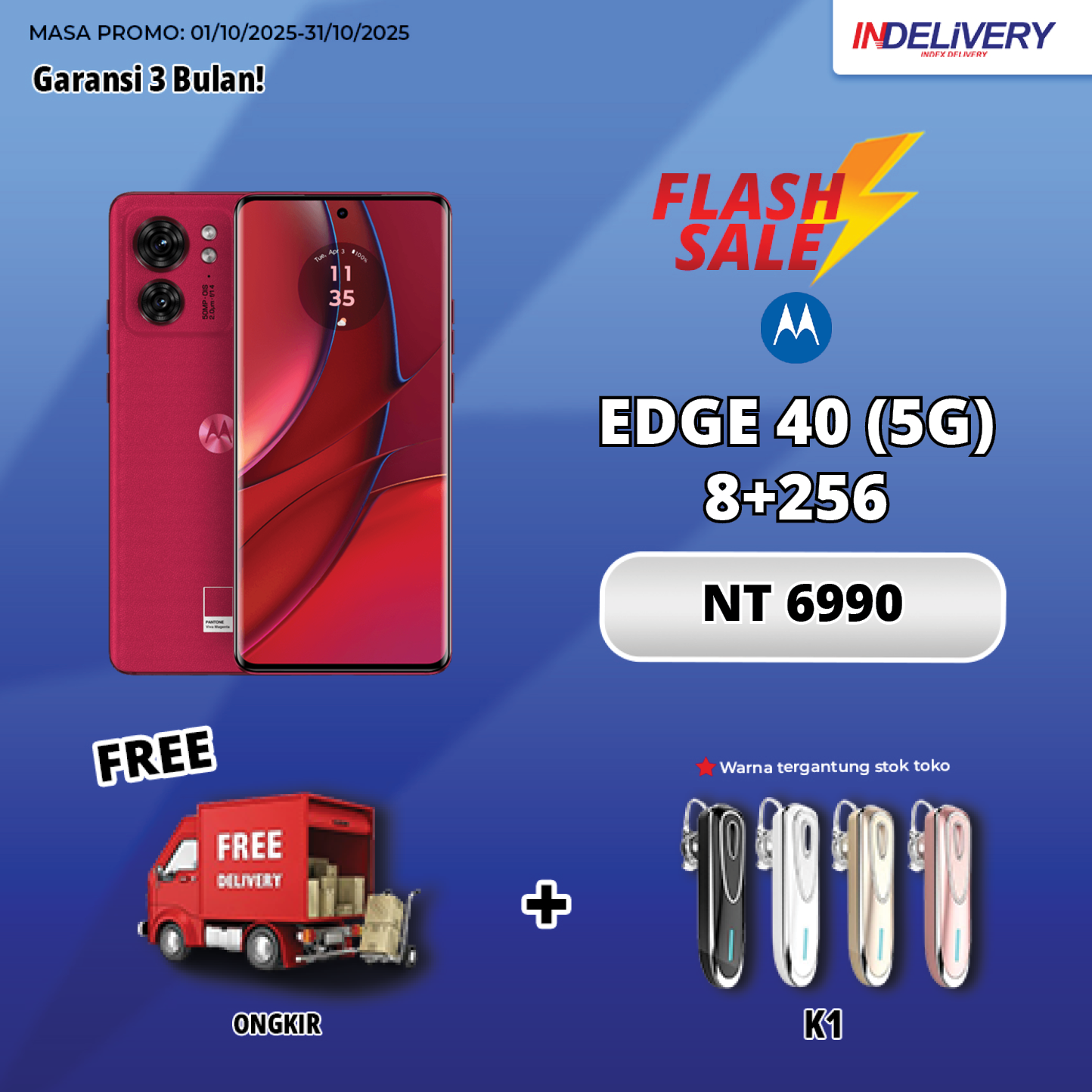 MOTOROLA EDGE 40 (5G) 8+256-HP DISPLAY(Garansi 3 Bulan)