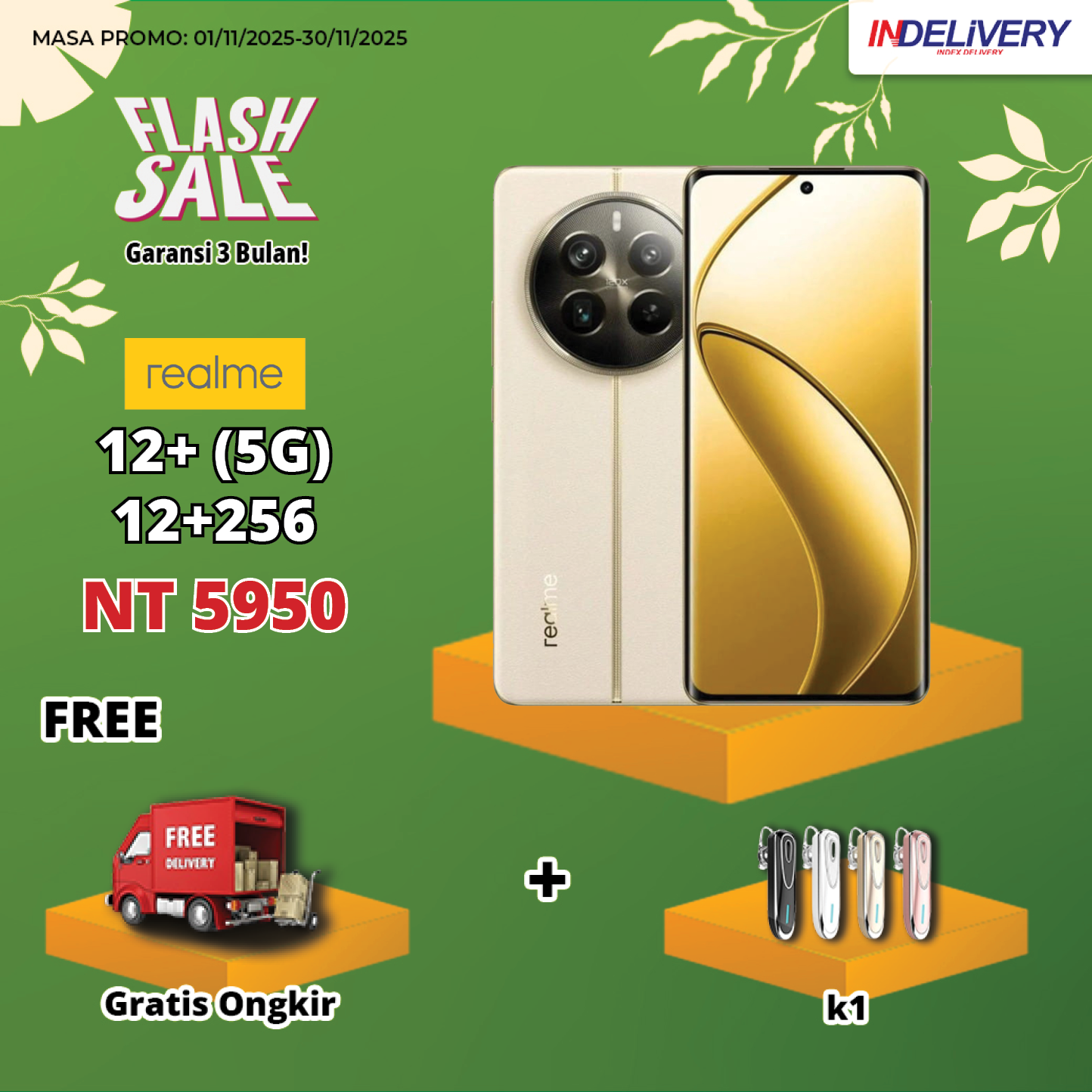 REALME 12+ (5G) 12+256-HP DISPLAY(Garansi 3 Bulan)