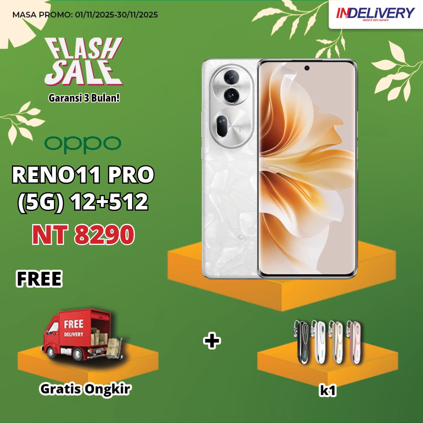 OPPO RENO11 PRO (5G) 12+512-HP DISPLAY(Garansi 3 Bulan)