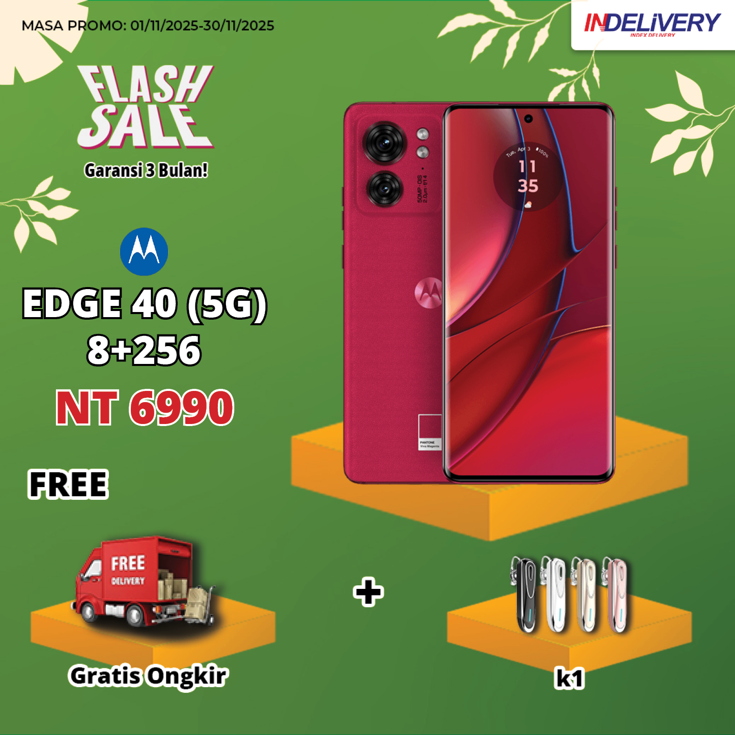 MOTOROLA EDGE 40 (5G) 8+256-HP DISPLAY(Garansi 3 Bulan)