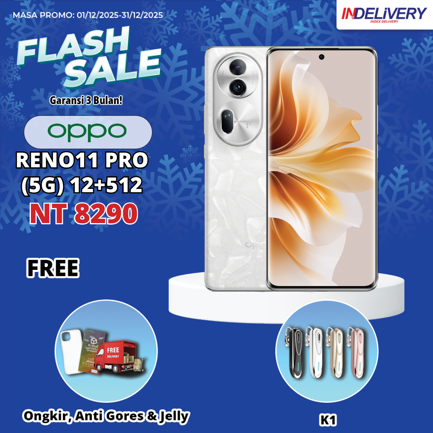 OPPO RENO11 PRO (5G) 12+512-HP DISPLAY(Garansi 3 Bulan)