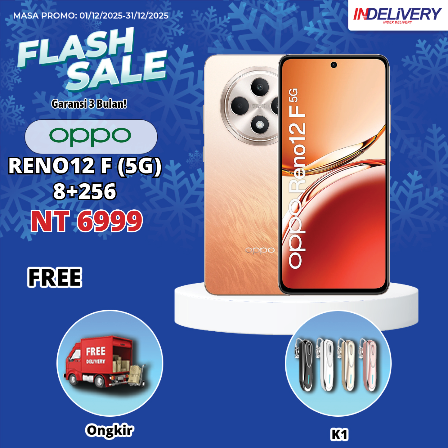 OPPO RENO12 F (5G) 8+256-HP DISPLAY(Garansi 3 Bulan)