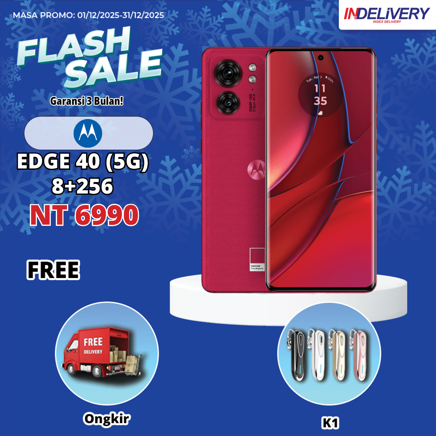 MOTOROLA EDGE 40 (5G) 8+256-HP DISPLAY(Garansi 3 Bulan)