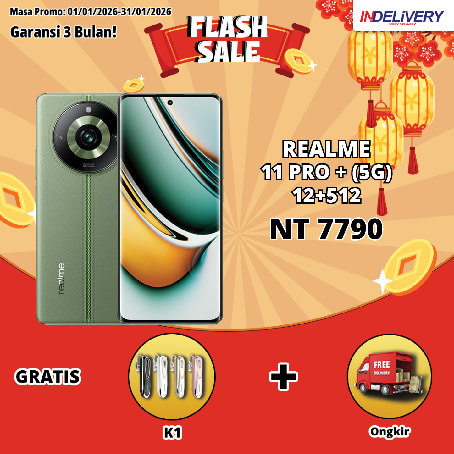 REALME 11 PRO + (5G) 12+512-HP DISPLAY(Garansi 3 Bulan)