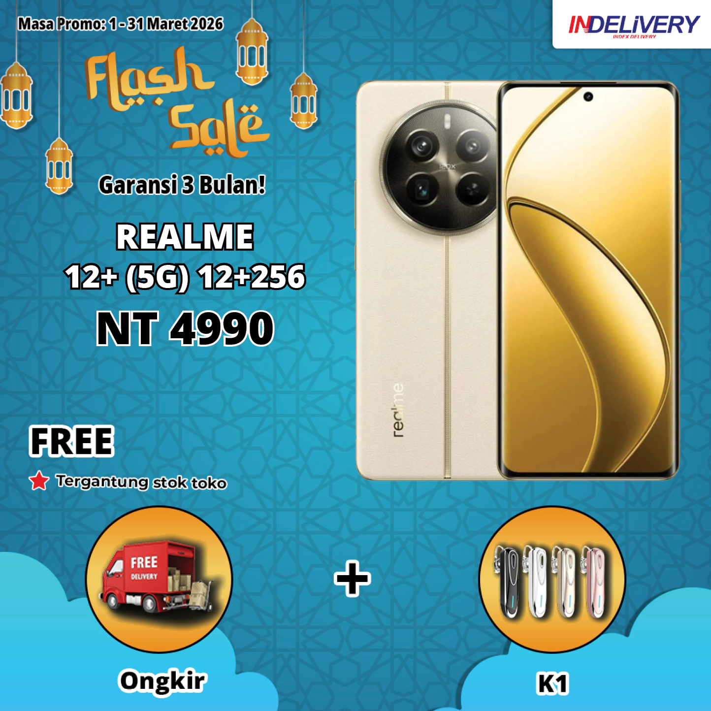 REALME 12+ (5G) 12+256-HP DISPLAY(Garansi 3 Bulan)