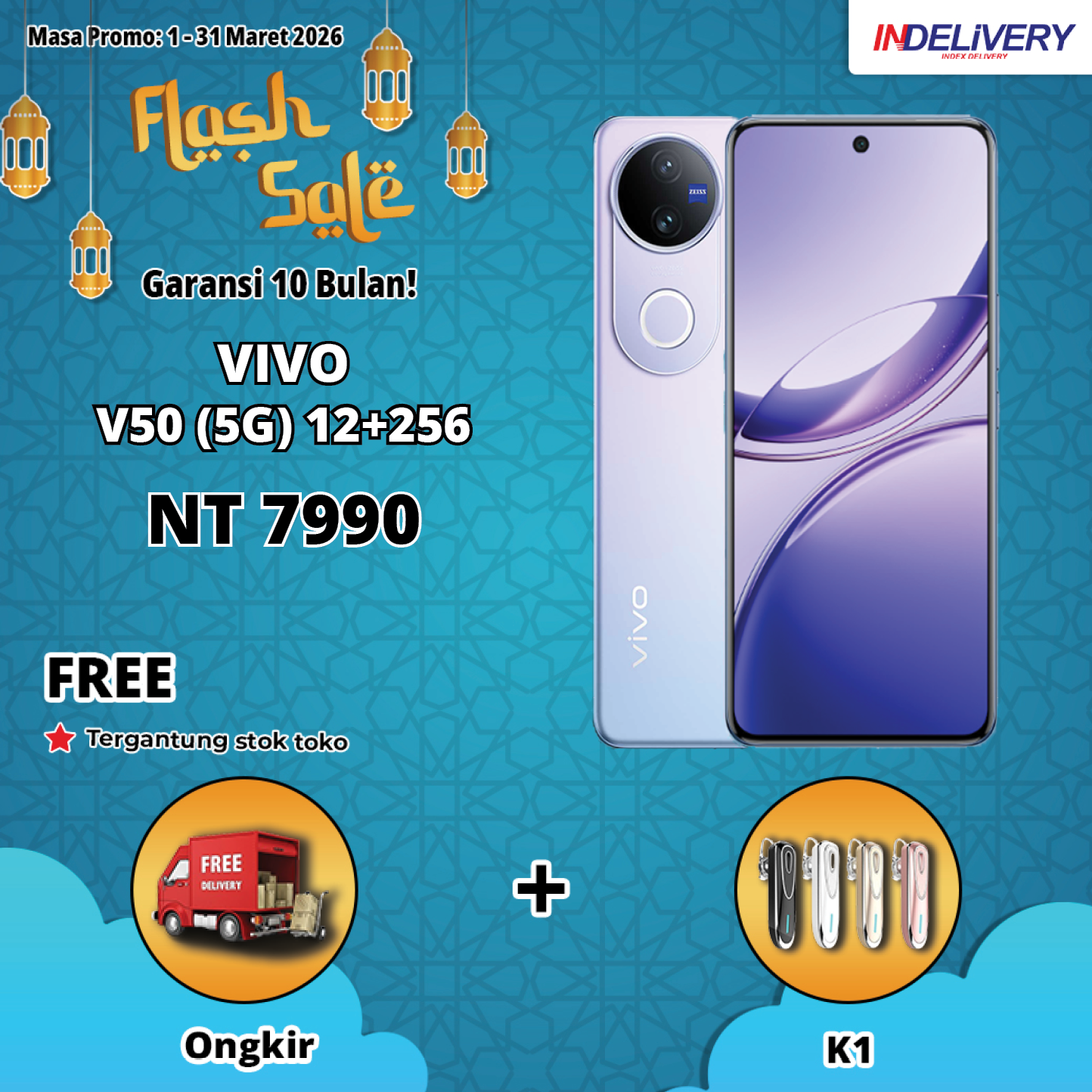 VIVO V50 (5G) 12+256-HP DISPLAY(Garansi 10 Bulan)