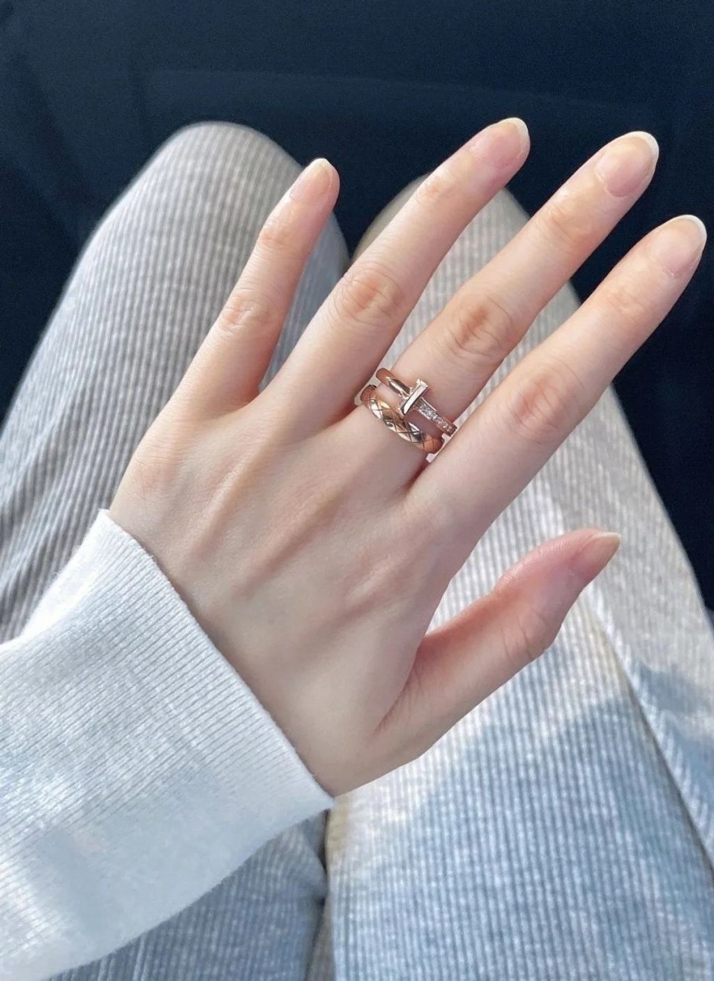 TIFFANY T:T1 玫瑰金半鑽戒指2