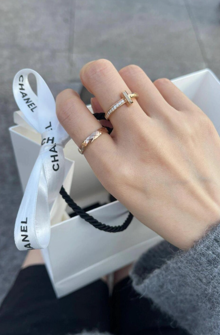 TIFFANY T:T1 玫瑰金半鑽戒指4