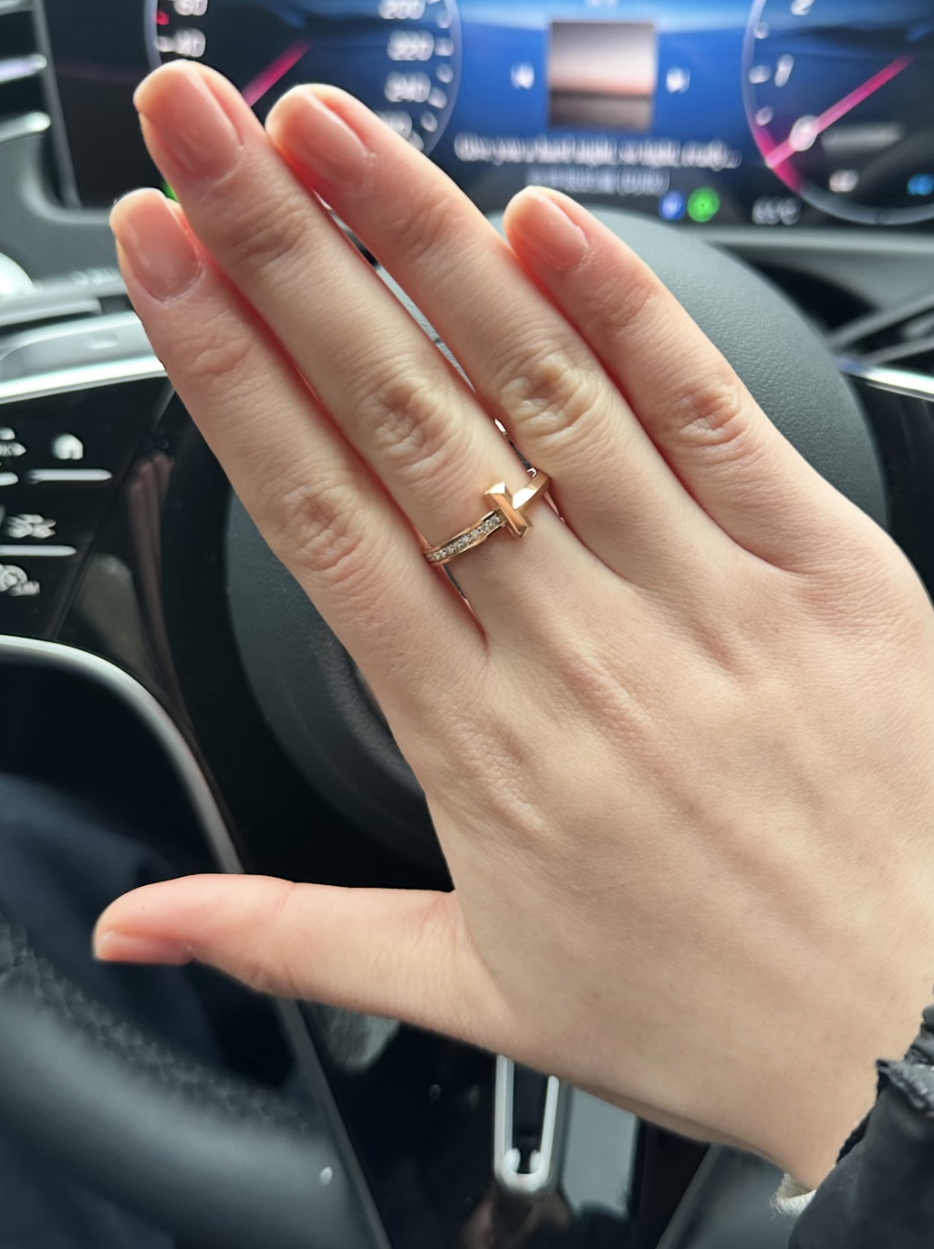 TIFFANY T:T1 玫瑰金半鑽戒指6