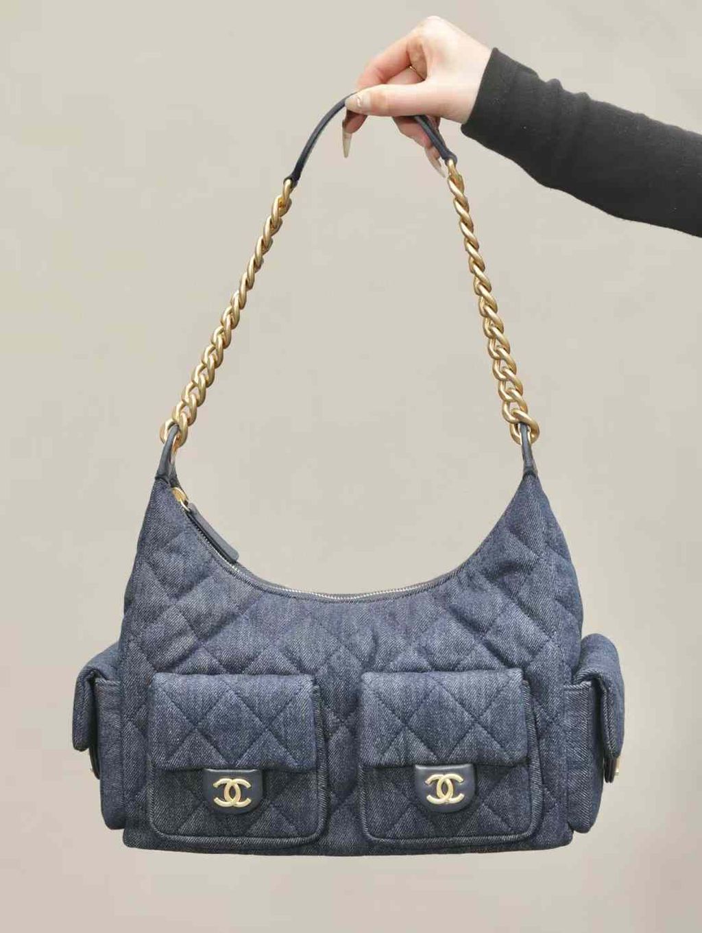 CHANEL 25C HOBO 深藍牛仔嬉皮包 14.15.26