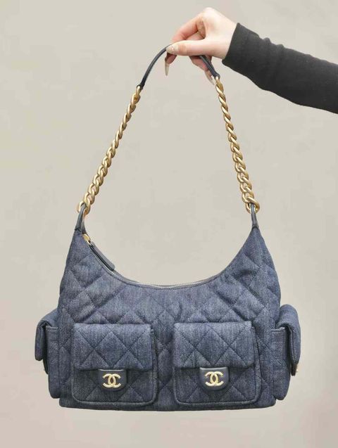 CHANEL 25C HOBO 深藍牛仔嬉皮包 14.15.26