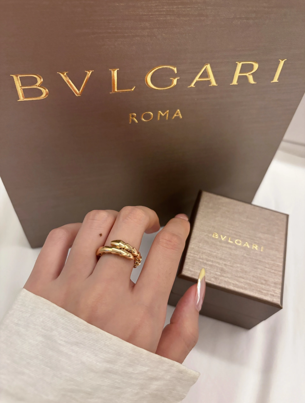 BVLGARI 寶格麗 SERPENTI VIPER 靈蛇戒指 白金:玫瑰金3