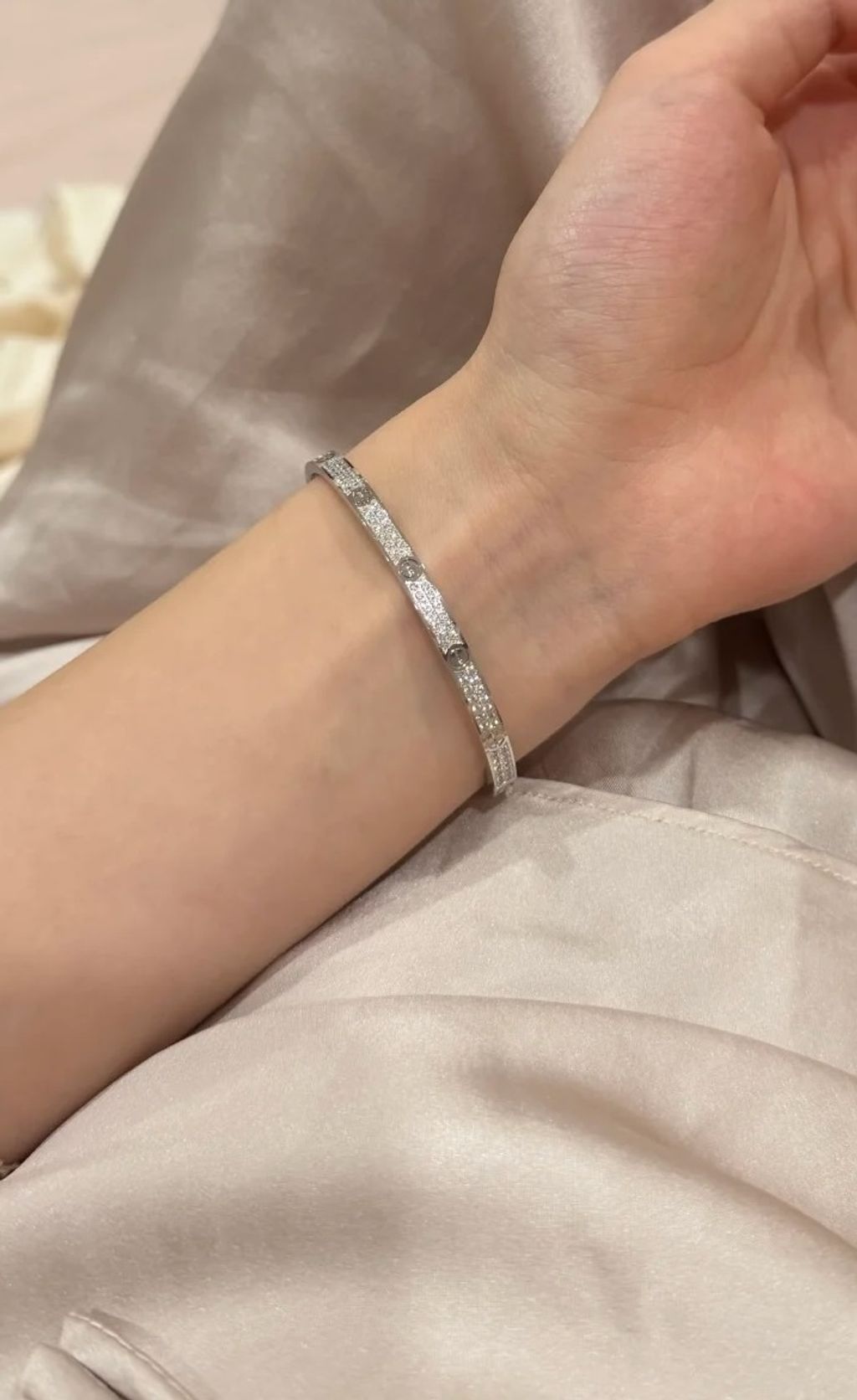 CARTIER LOVE 滿天星手環 窄版 銀色:玫瑰金3