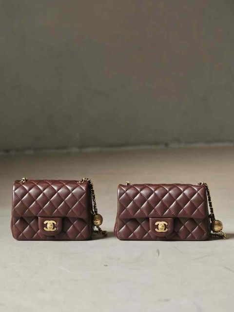 CHANEL 24K 金球方胖子 紅棕色羊皮口蓋包 CF17:20 16.19.34