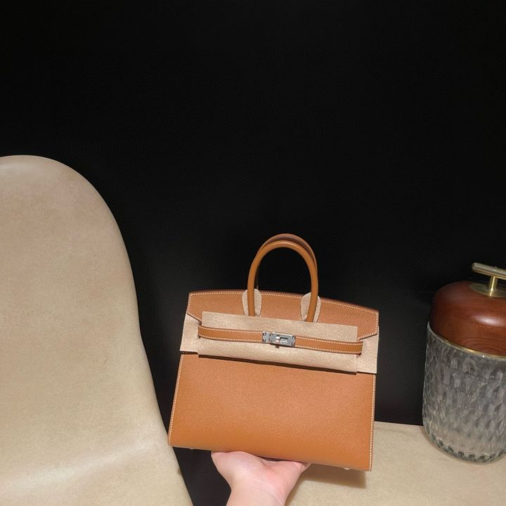 HERMES BIRKIN  EPSOM皮 外縫 37金棕 銀扣 鉑金包 318