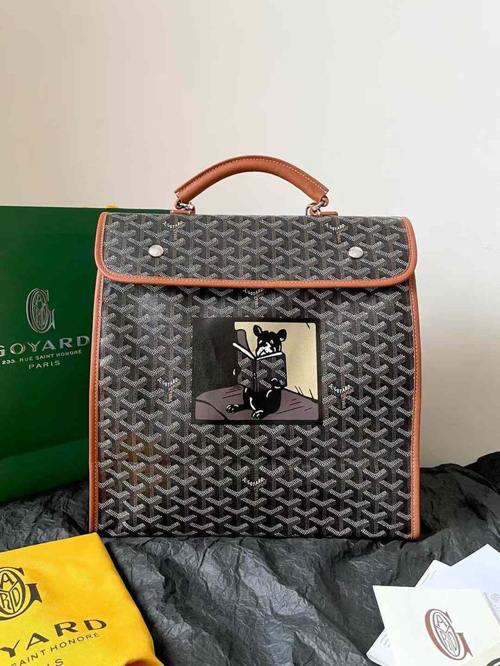 GOYARD 法鬥翻蓋折疊後背包 黑棕色 18.00.37