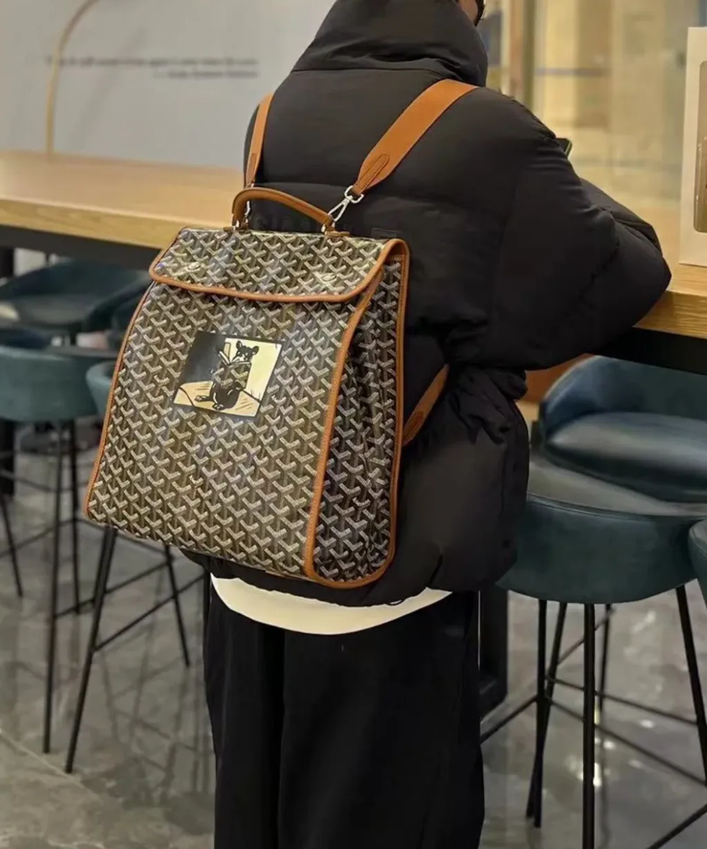 GOYARD 法鬥翻蓋折疊後背包 黑棕色1