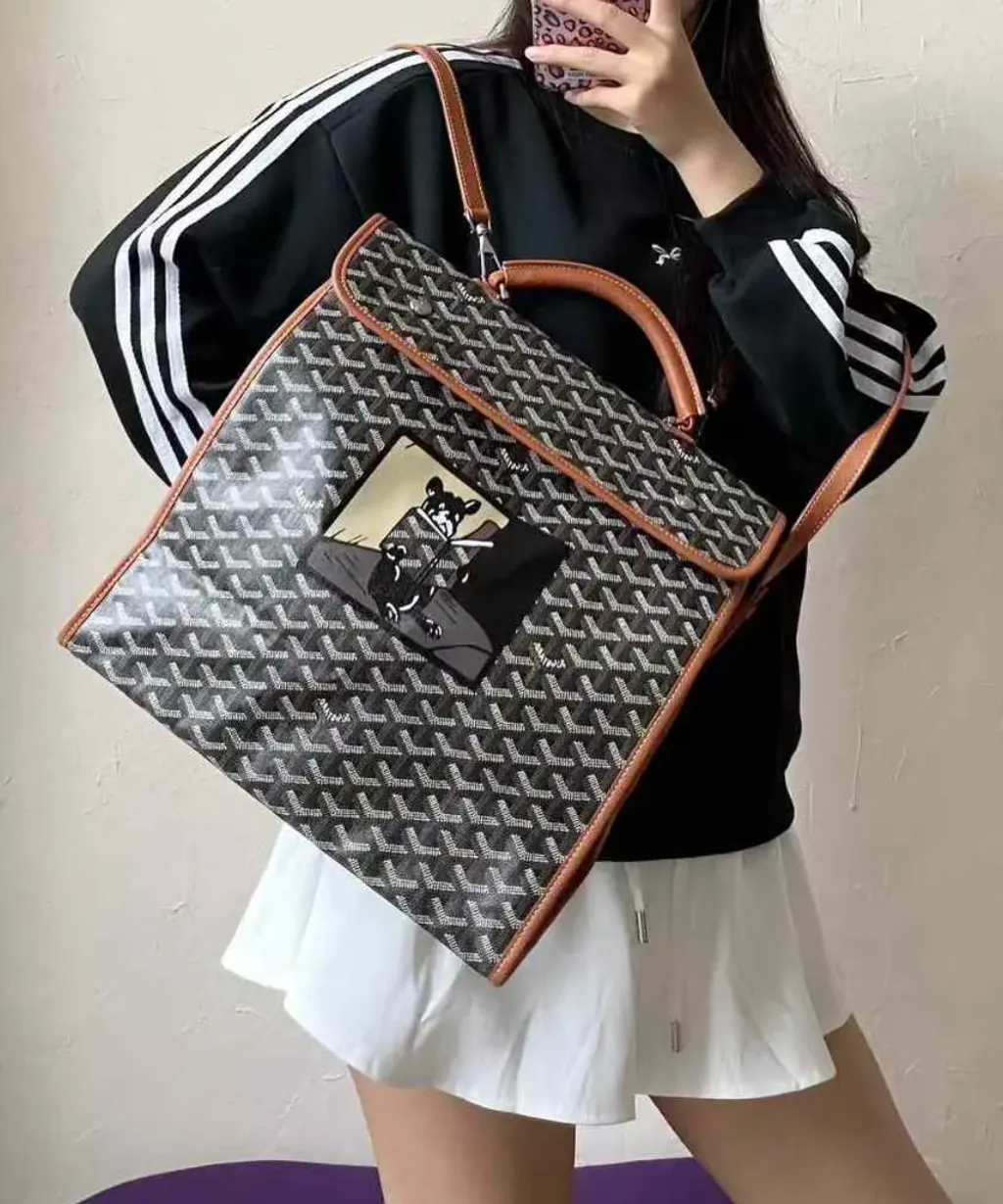 GOYARD 法鬥翻蓋折疊後背包 黑棕色4