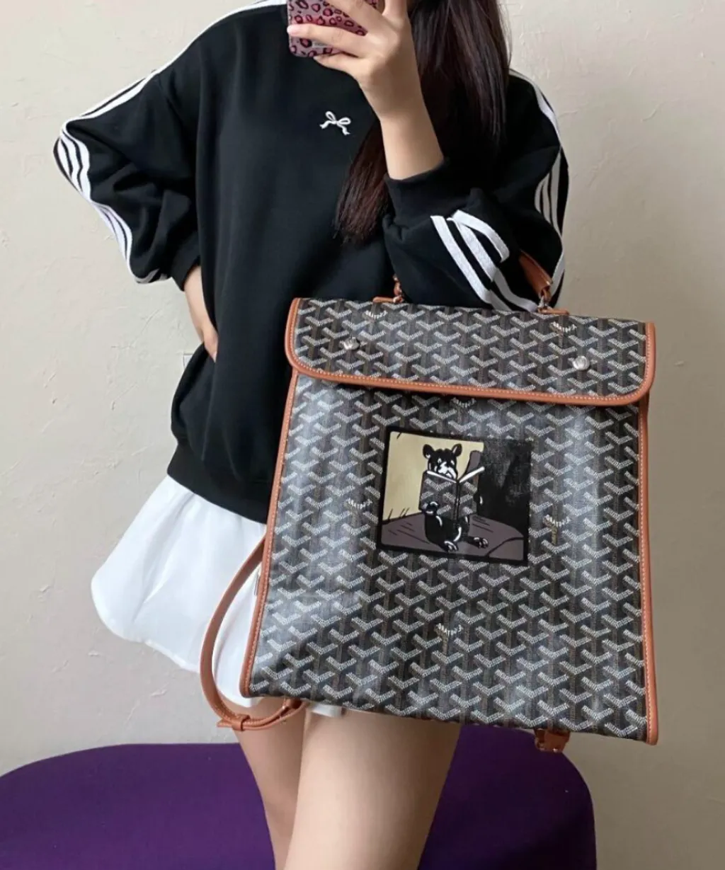 GOYARD 法鬥翻蓋折疊後背包 黑棕色3