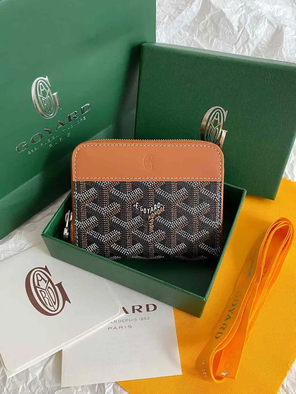 GOYARD 拉鍊零錢卡包 黑棕 11.07.39