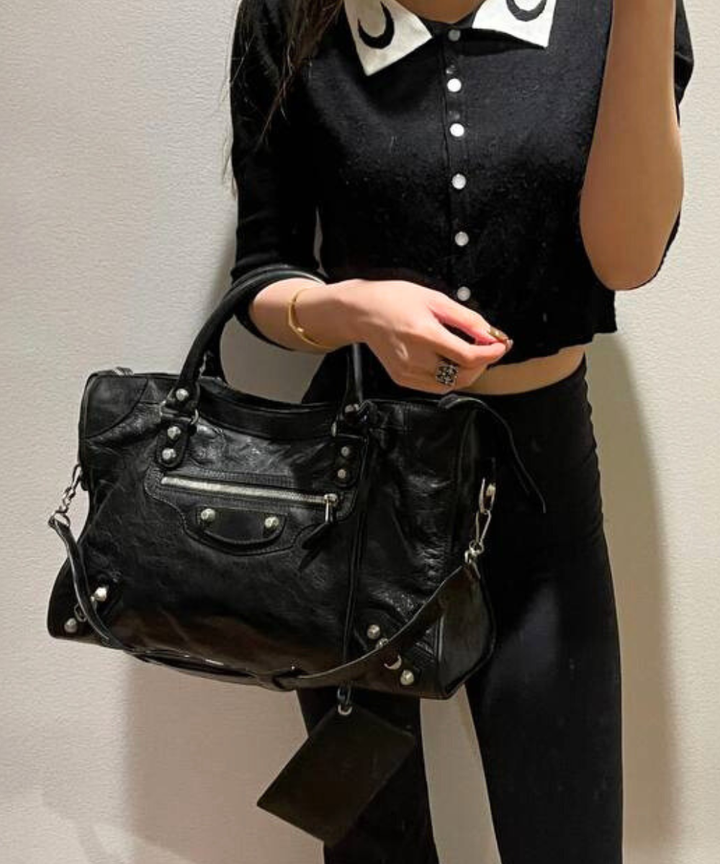BALENCIAGA LE CITY 機車包 黑銀 中號6