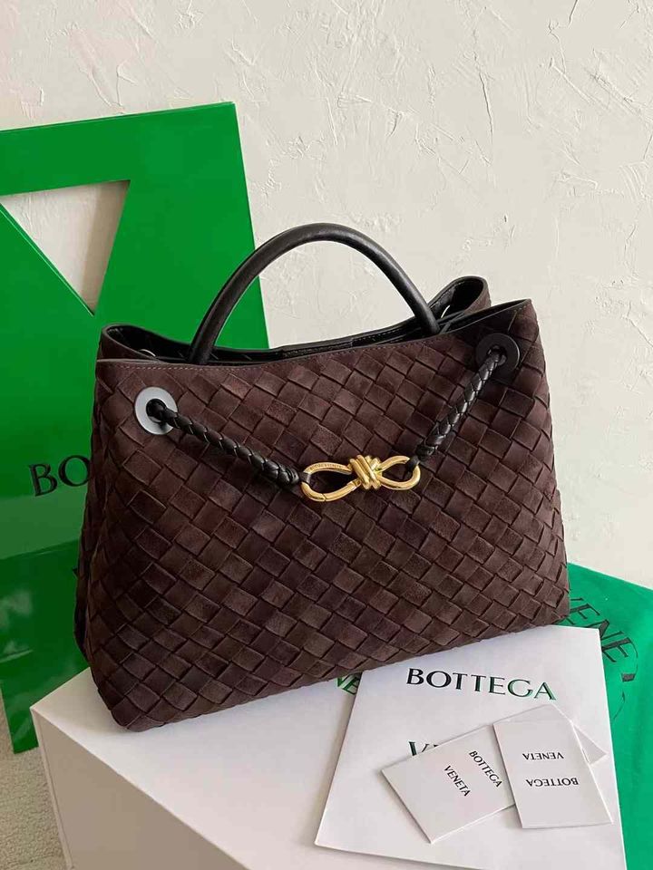 BOTTEGA VENETA ANDIAMO 麂皮肩背包 巧克力棕 小號:中號 18.37.21