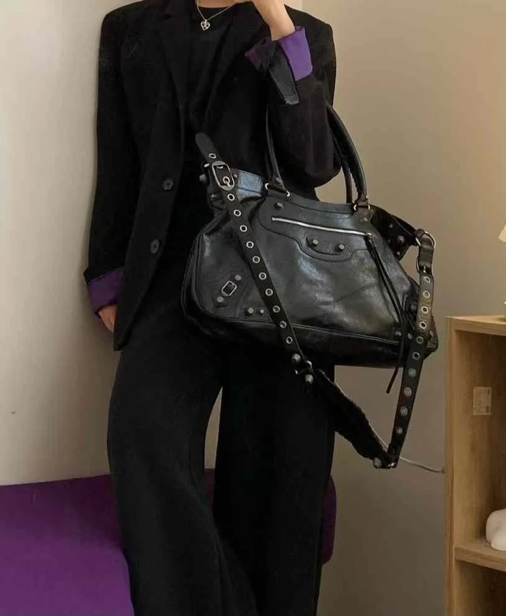 BALENCIAGA NEO CAGOLE XL PLUS 機車包 油蠟黑銀 14.05.18
