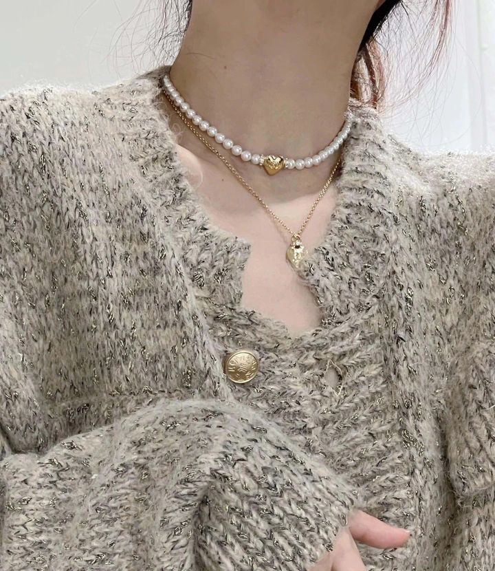 香奈儿24p爱心珍珠项链搭配分享_1_一本正经羊咩咩_来自小红书网页版